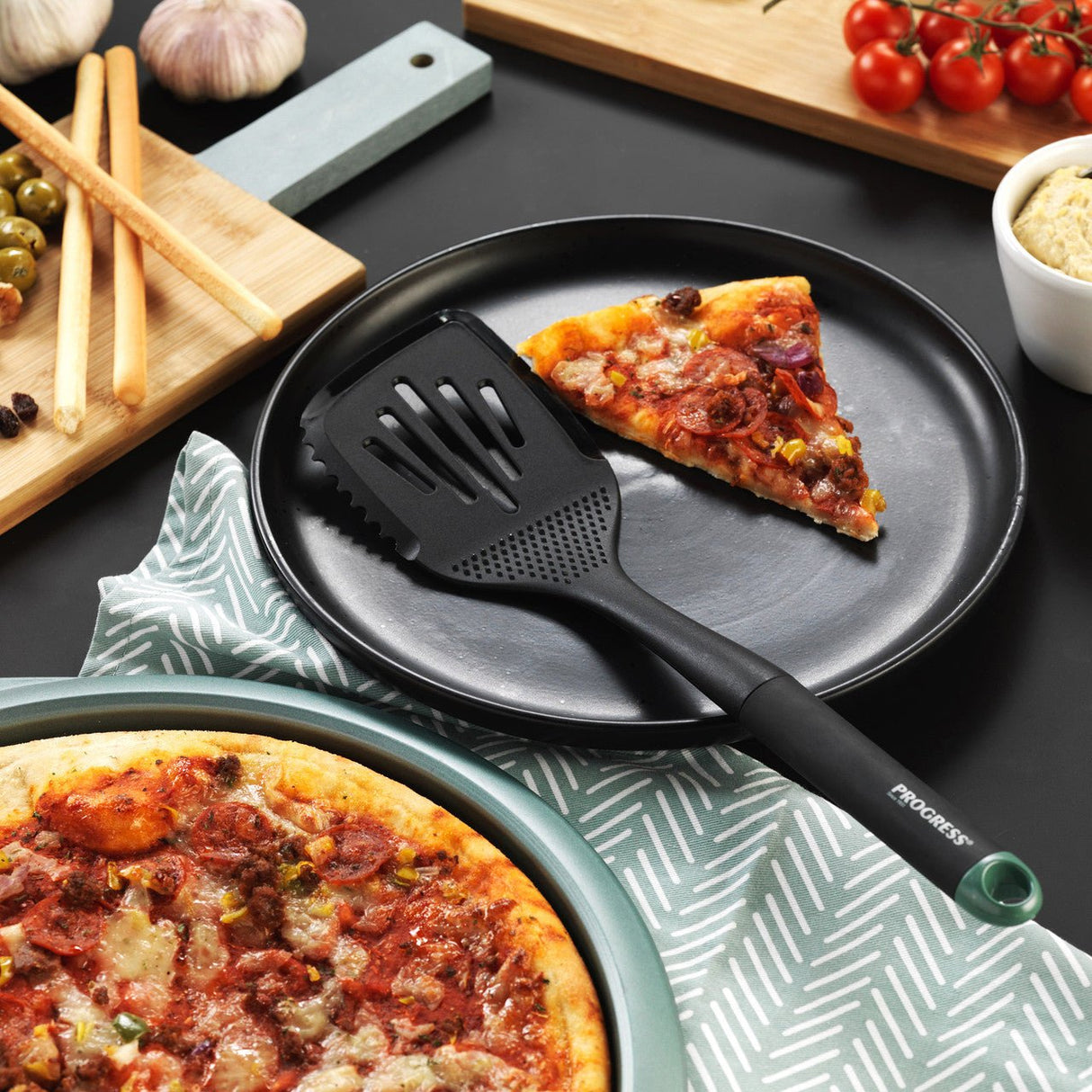 Progress Shimmer Green Slotted Spatula - KITCHEN HAND TOOLS - Beattys of Loughrea