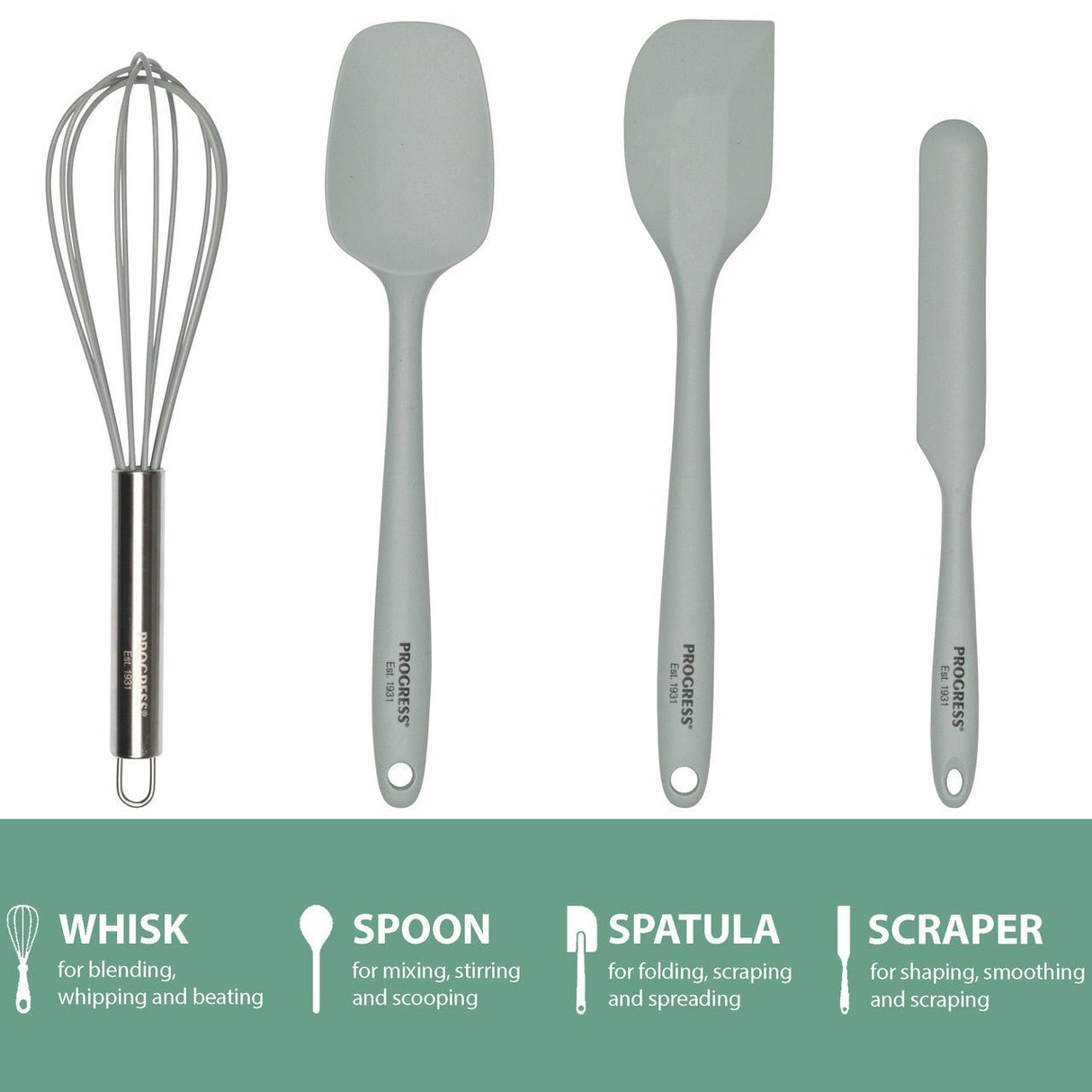 Progress Go Bake! 4pc Silicone Utensil Set - KITCHEN HAND TOOLS - Beattys of Loughrea