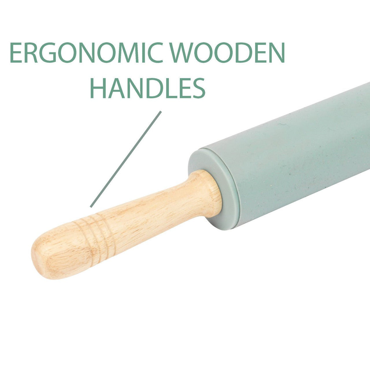 Progress Go Bake! Silicone Rolling Pin With Wooden Handles - KITCHEN HAND TOOLS - Beattys of Loughrea
