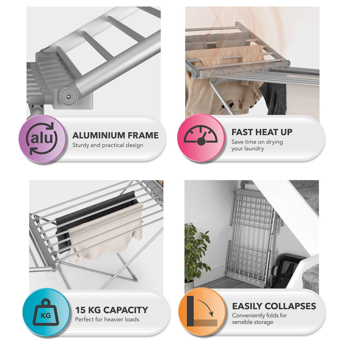 Beldray Heated Airer with Wings, 15kg Capacity, 230W - CLEANING CLOTHES AIRER - Beattys of Loughrea
