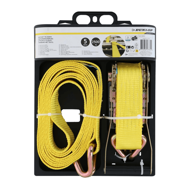Dunlop Lashing Strap with Ratchet 5M - up to 2500 KG - TRAILER/TRACTOR PARTS - Beattys of Loughrea