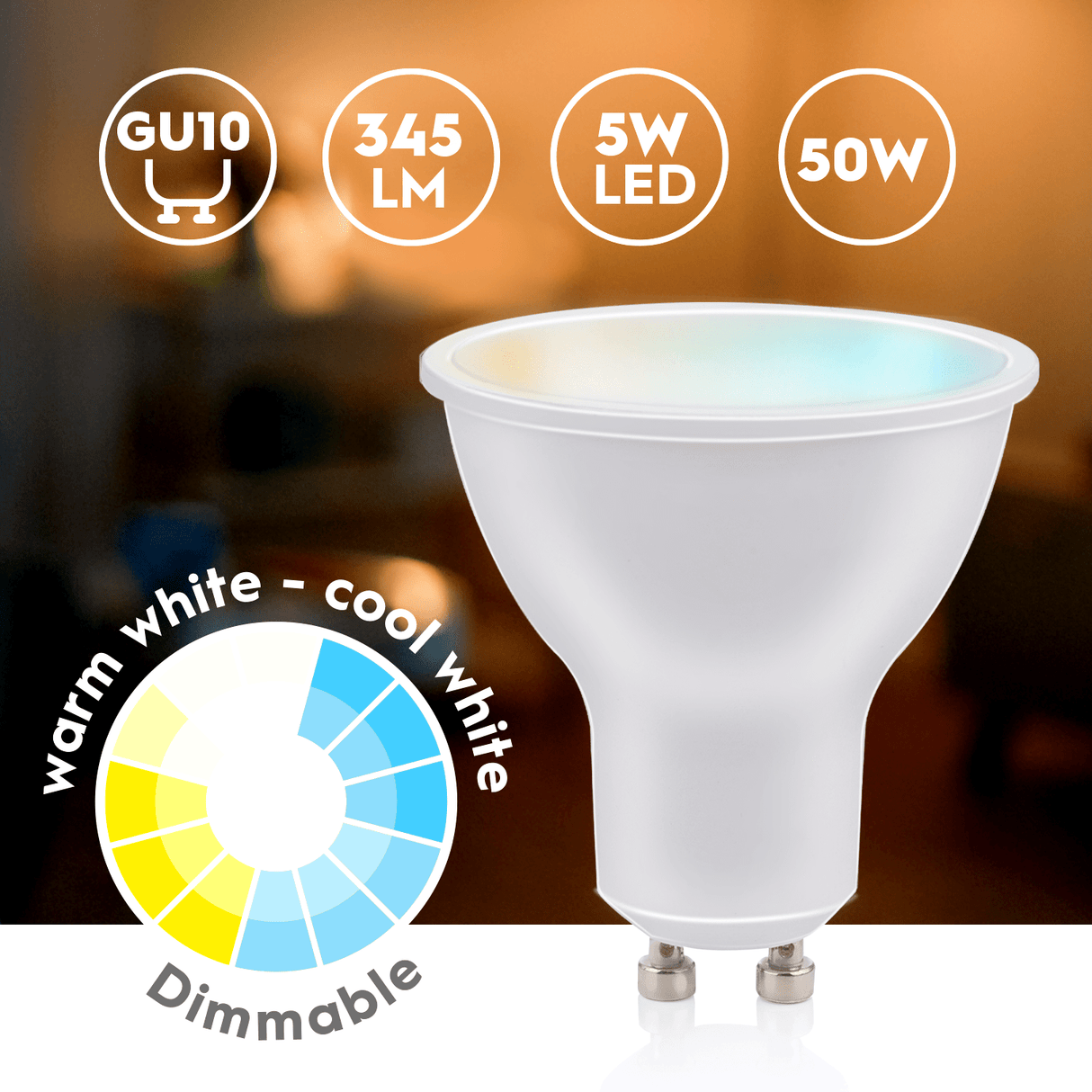 Alpina Smart Bulb Warm / Cool White GU10 5W - LED BULBS - Beattys of Loughrea