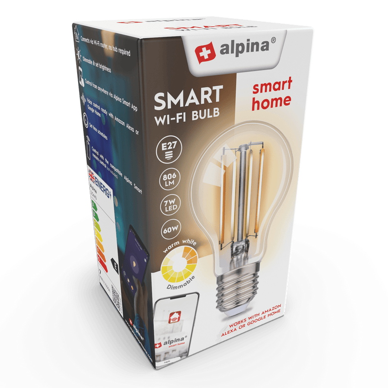 Alpina Smart Bulb Warm White E27 7W - LED BULBS - Beattys of Loughrea