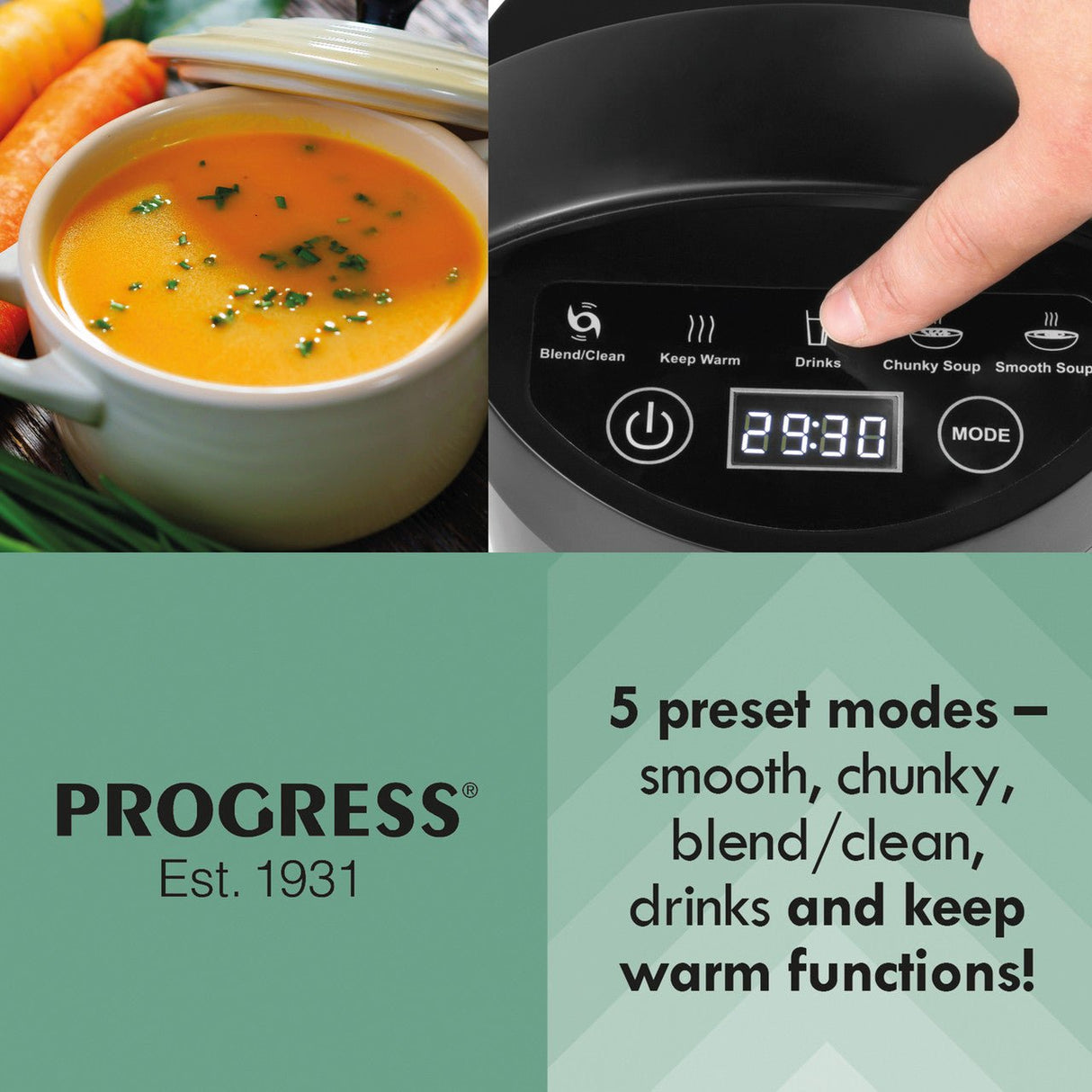 Progress 1.6L Soup Maker Stainless Steel 900W - LIQUIDISERS - Beattys of Loughrea