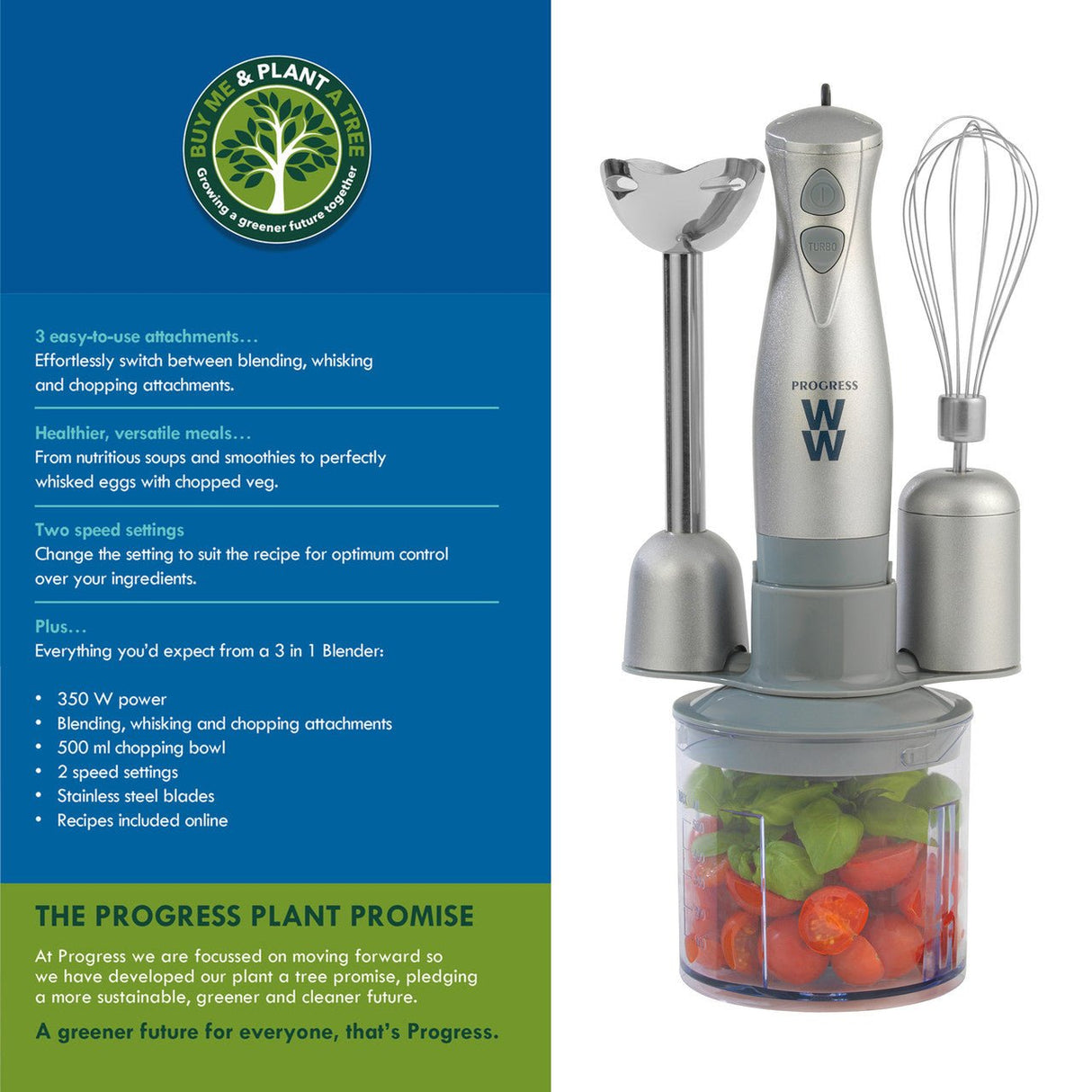 Progress Weight Watchers 3-in-1 Blender Set 500ml, 350 W - HAND BLENDERS CHOPPERS - Beattys of Loughrea