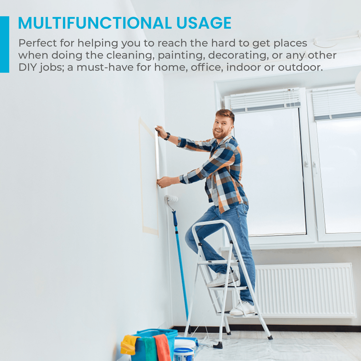 Highlands Non-Slip 3 Step Metal Step Ladder - STEPLADDER - Beattys of Loughrea