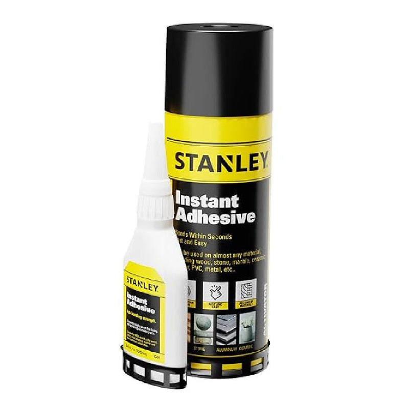 Stanley Instant Adhesive and Accelerator Spray Set - GLUE/WOOD GLUE - Beattys of Loughrea