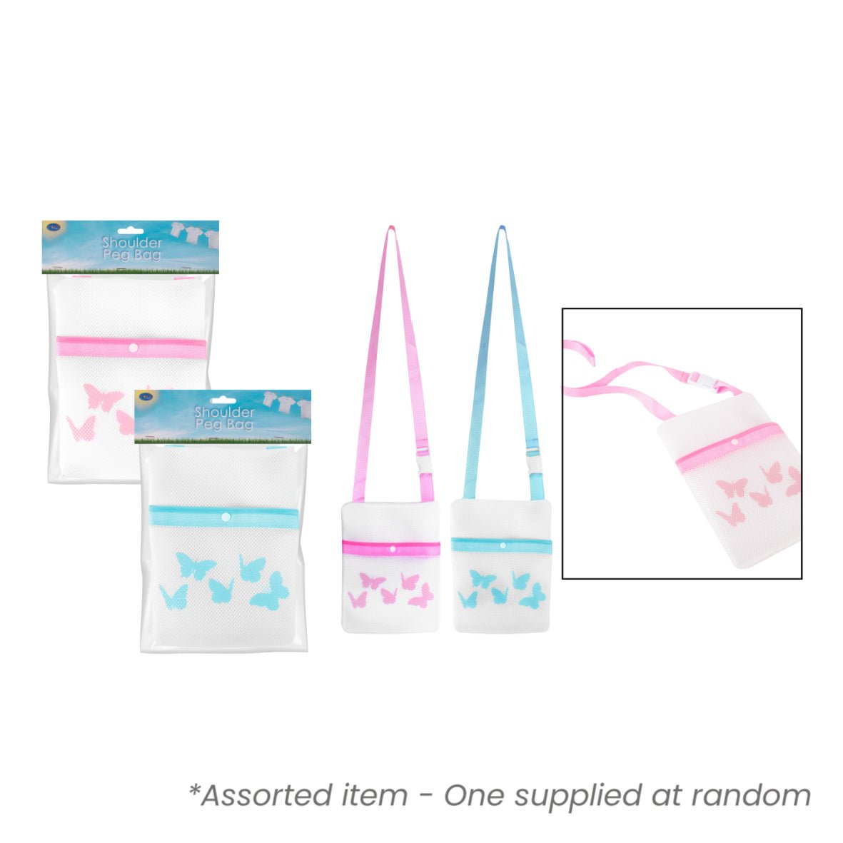 Royle Home Shoulder Peg Bag 27.5x21cm Assorted - One Supplied* - H/H - CLOTHES PEG/COAT HANGER/WALKING STICK..ETC - Beattys of Loughrea