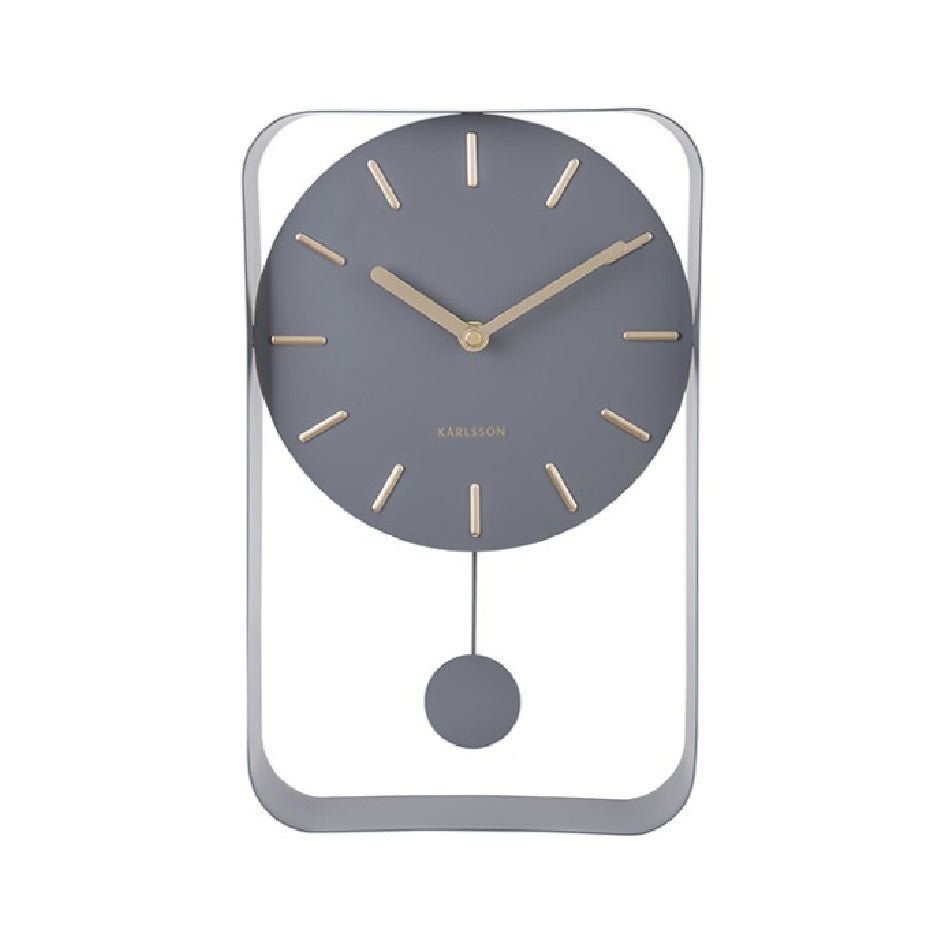Karlsson Wall Clock Pendulum Charm Small Grey - CLOCKS - Beattys of Loughrea