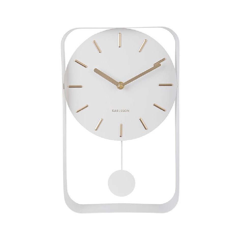 Karlsson Wall Clock Pendulum Charm Small White - CLOCKS - Beattys of Loughrea