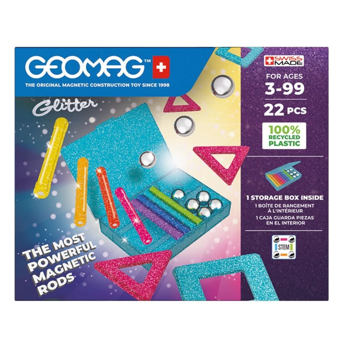 Geomag Glitter Panels Recycled 22 Pc - CONSTRUCTION - LEGO/KNEX ETC - Beattys of Loughrea