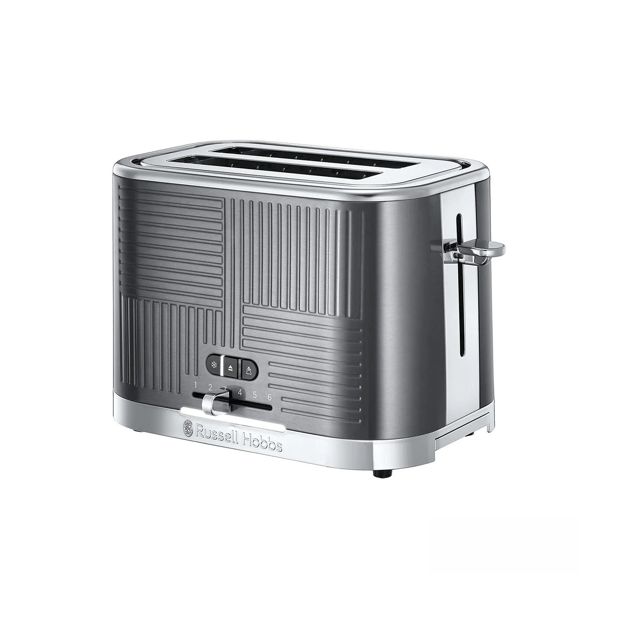 Russell Hobbs 25250 Geo Steel 2 Slice Toaster Grey - TOASTERS - Beattys of Loughrea