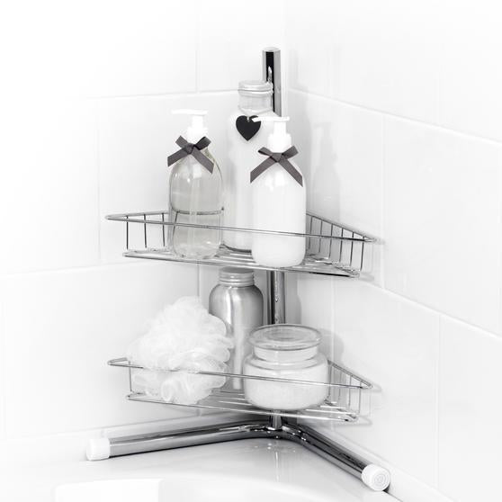 Beldray 2-Tier Bath Corner Caddy, Stainless Steel, Chrome - BATHROOM T/BRUSH, CADDY, TOWEL RAIL & HOLDERS ACCESSORI - Beattys of Loughrea