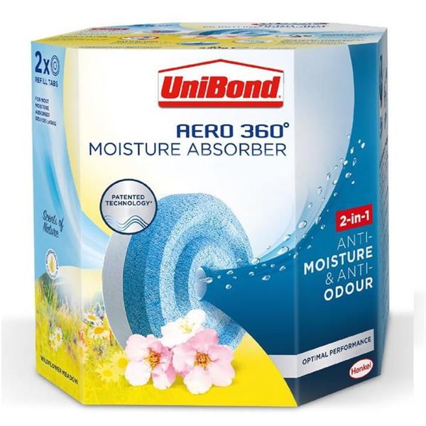 Unibond Aero 360 Refill Tab Twin Pack - Flower Meadow - DE HUMIDIFIER - Beattys of Loughrea