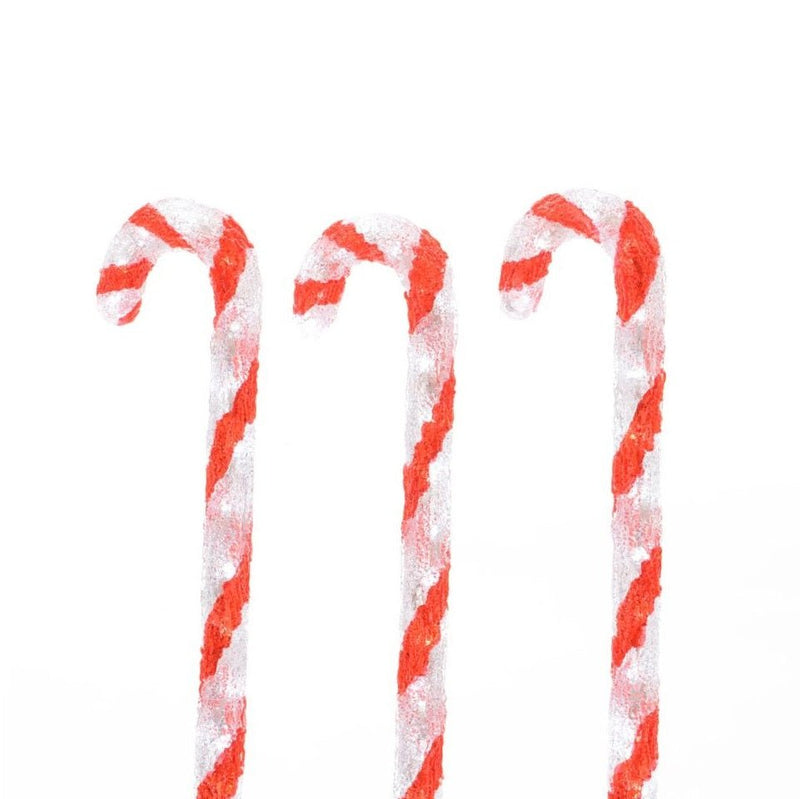 Set of 3 60cm Acrylic LED Candycanes 90LED - XMAS LIGHTED OUTDOOR DECOS - Beattys of Loughrea