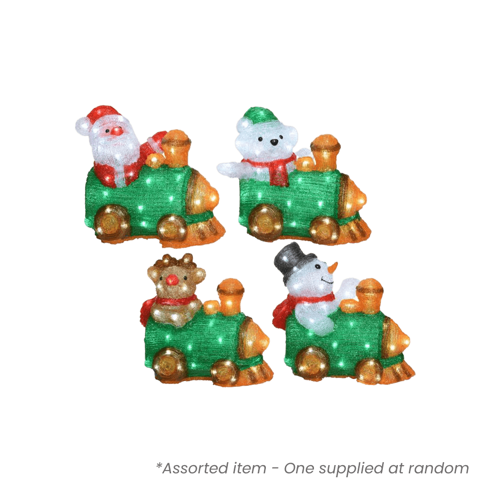 Led Light Up Acrylic Train Single - 34.5cm - XMAS LIGHTED OUTDOOR DECOS - Beattys of Loughrea