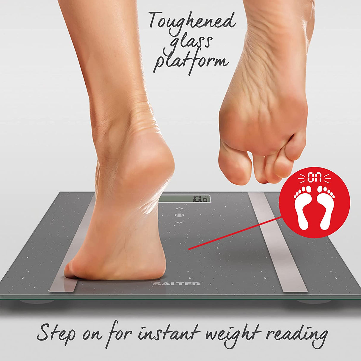 Salter Grey Glitter Analyser Bathroom Scale - BATHROOM SCALES - Beattys of Loughrea