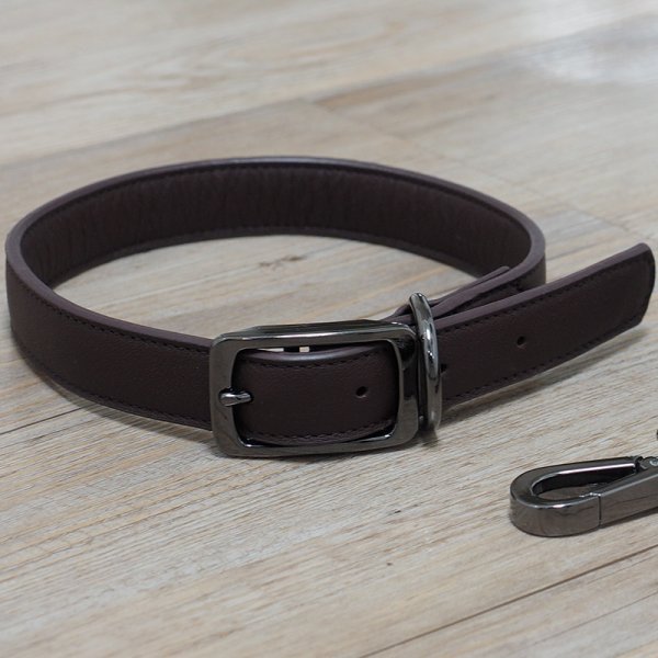 Luxe Leather - Jet - L WalkAbout Dog Collar (45cm-53cm) - PET LEAD, COLLAR AND ID, SAFETY - Beattys of Loughrea