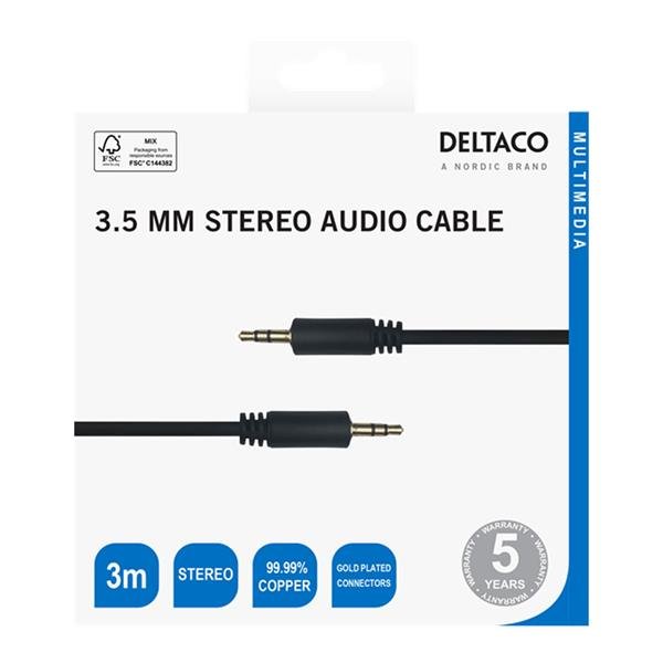 Deltaco 3.5mm Stereo Audio Cable 3m - LEADS - Beattys of Loughrea