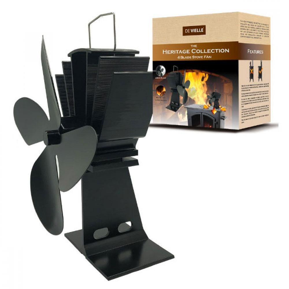 De Vielle Heritage 4 Blade Stove Fan - FIREPLACE - COAL BUCKET LOG BOX BASKET STOVE FAN - Beattys of Loughrea