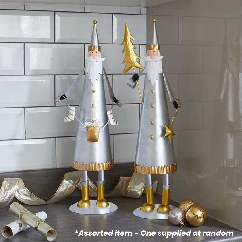 Silver-Gilt Santa Large - XMAS CERAMIC WOOD RESIN GLASS ORNAMENTS - Beattys of Loughrea