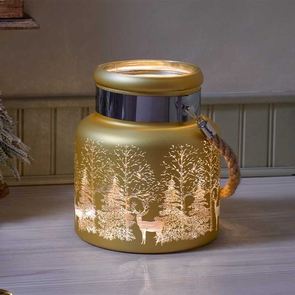 Wonderland Lantern 20cm - Gold - XMAS LANTERNS/ BOTTLES - Beattys of Loughrea