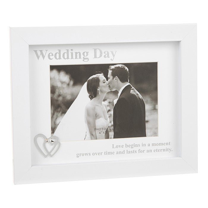Modern White Wedding Day 6" x 4" Photo Frame - PHOTO FRAMES - PLATED, GILT, STONE - Beattys of Loughrea