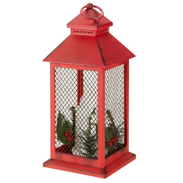 Yule Lantern, Red & Gold - XMAS LANTERNS/ BOTTLES - Beattys of Loughrea