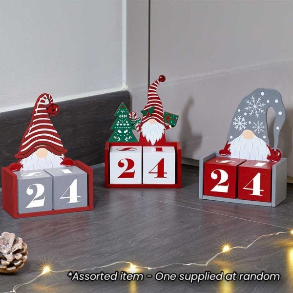 Gonk Christmas Countdown - One Supplied* - XMAS CERAMIC WOOD RESIN GLASS ORNAMENTS - Beattys of Loughrea