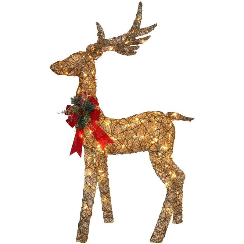 LED Gold Glitter Stag Warm White 130cm - XMAS LIGHTED OUTDOOR DECOS - Beattys of Loughrea