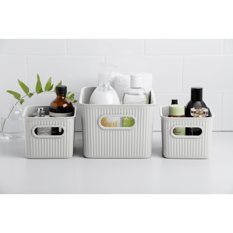 Tatay Baobab Set Of 3 Storage Baskets 5L+ 2x1.5L+ Lid White - PVC STORAGE - TRUNK, LGE BOX , CART - Beattys of Loughrea