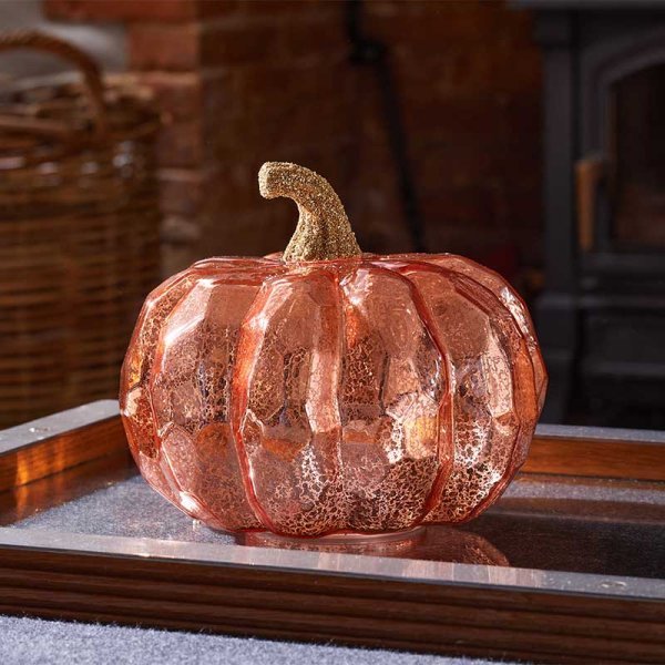 InLit Golden Pumpkin Glass with Auto Timer - Beattys of Loughrea | www.beattys.ie