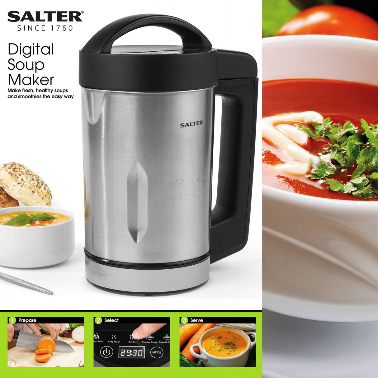 Salter Digital Soup Maker 900W - LIQUIDISERS - Beattys of Loughrea