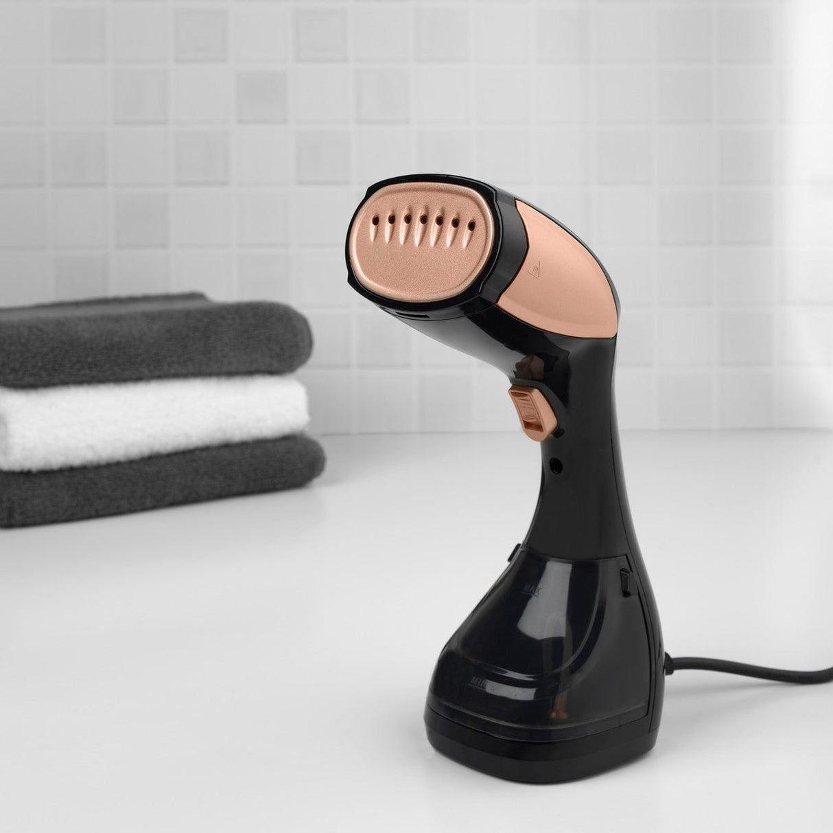 Beldray Handheld Garment Steamer with 2 In 1 Brush Rose Gold - NIGHT LIGHT PLUG IN - Beattys of Loughrea