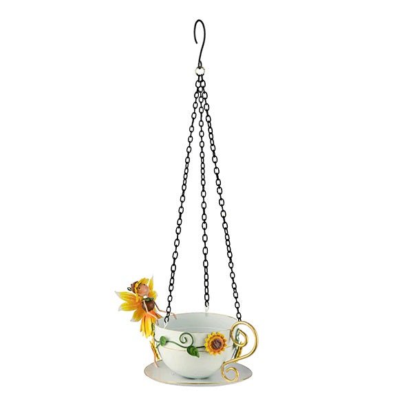 Honey Sunflower Tea Cup Bird Feeder - SOLAR / GARDEN ORNAMENTS - Beattys of Loughrea