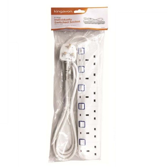 Kingavon 6 Way Individually Switched Socket 2m Extension Lead - EXTENSION LEADS/SOCKETS - Beattys of Loughrea