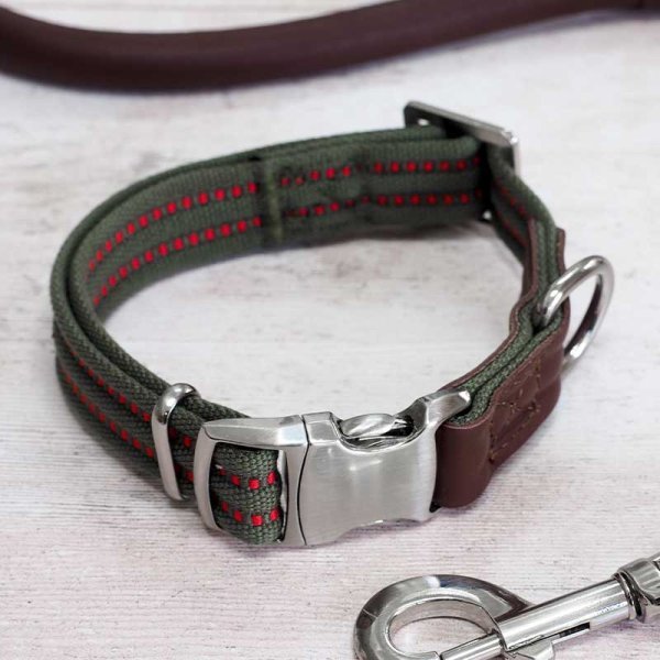 Primo - Olive - XS - Walkabout Dog Collar (20cm-30cm) - PET LEAD, COLLAR AND ID, SAFETY - Beattys of Loughrea