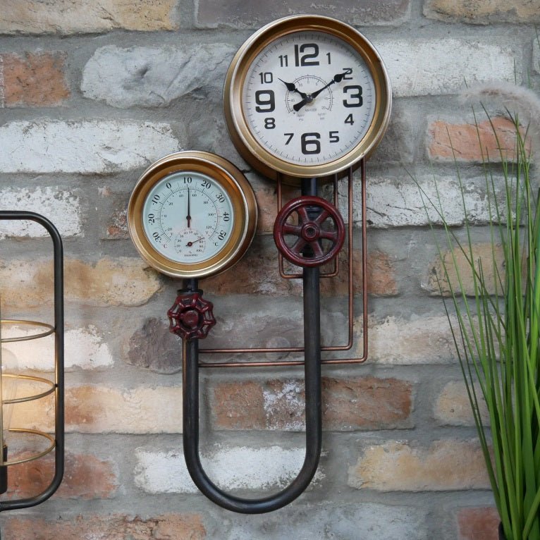 Industrial Style Pipe Clock 56cm - CLOCKS - Beattys of Loughrea