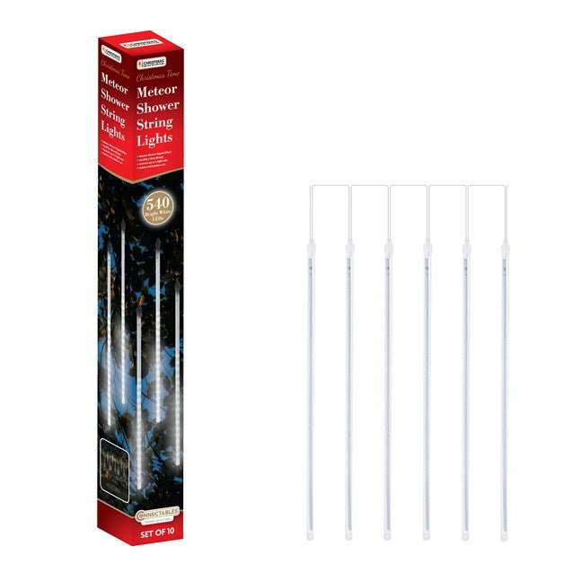 10 Piece LED Meteor Shower String Lights Mains Operated - XMAS ROOM DECORATION LARGE AND LIGHT UP - Beattys of Loughrea