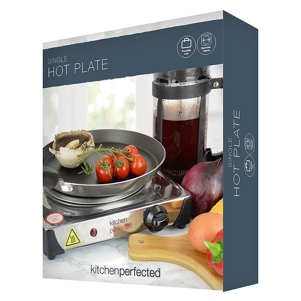 KitchenPerfected 1500W Single Hotplate - Stainless Steel - PLATE/FOOD WARMER HOSTESS TROLLEY - Beattys of Loughrea