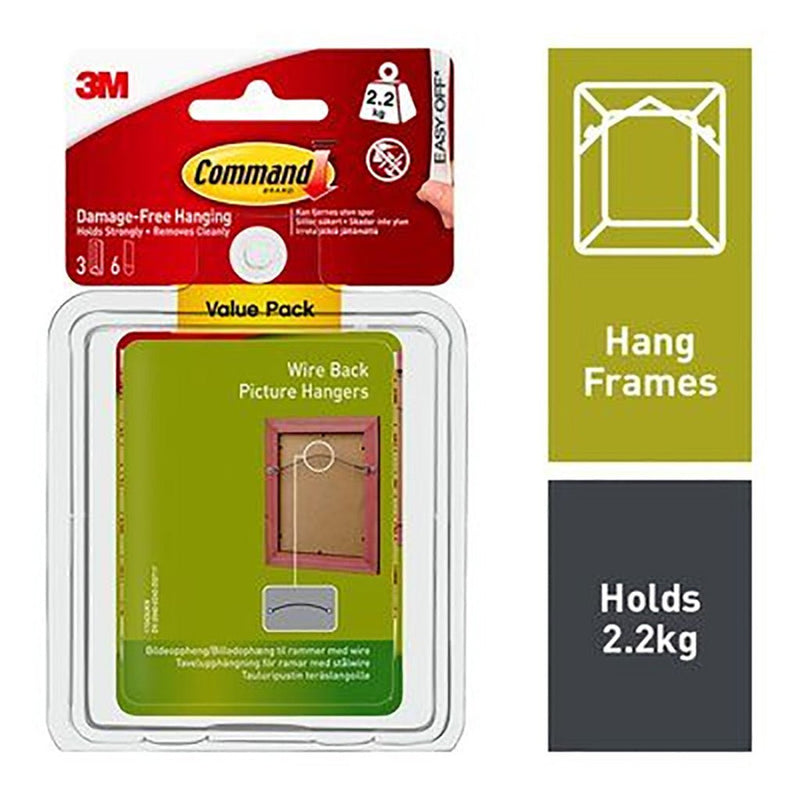 Command 3M Picture Hanging Hooks 3M17043Value - HOOKS, PLASTIC S/ADH - Beattys of Loughrea