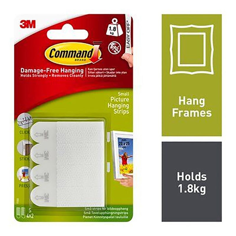 Command Sml Picture Hanging Strips 3M17202 - HOOKS, PLASTIC S/ADH - Beattys of Loughrea