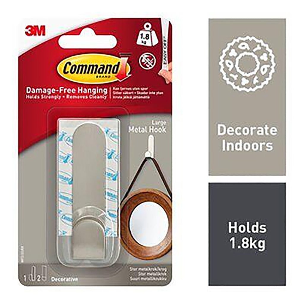 Command Modern Metal Hook L - HOOKS, PLASTIC S/ADH - Beattys of Loughrea