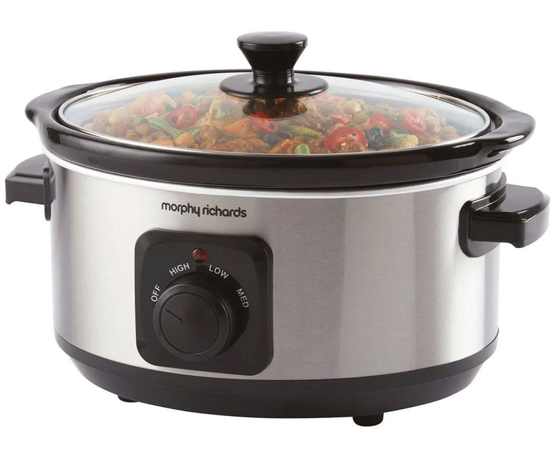 Morphy Richards 6.5 Litre Stainless Steel Slow Cooker 461013 - FOOD STEAMER RICE COOKER SLOW COOKER - Beattys of Loughrea
