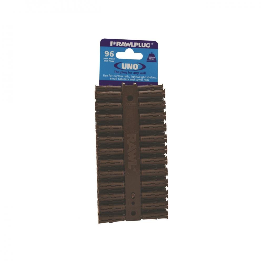 Rawlplug Uno Brown Plug - 96 Pack 7x30mm - RAWLPLUGS - Beattys of Loughrea