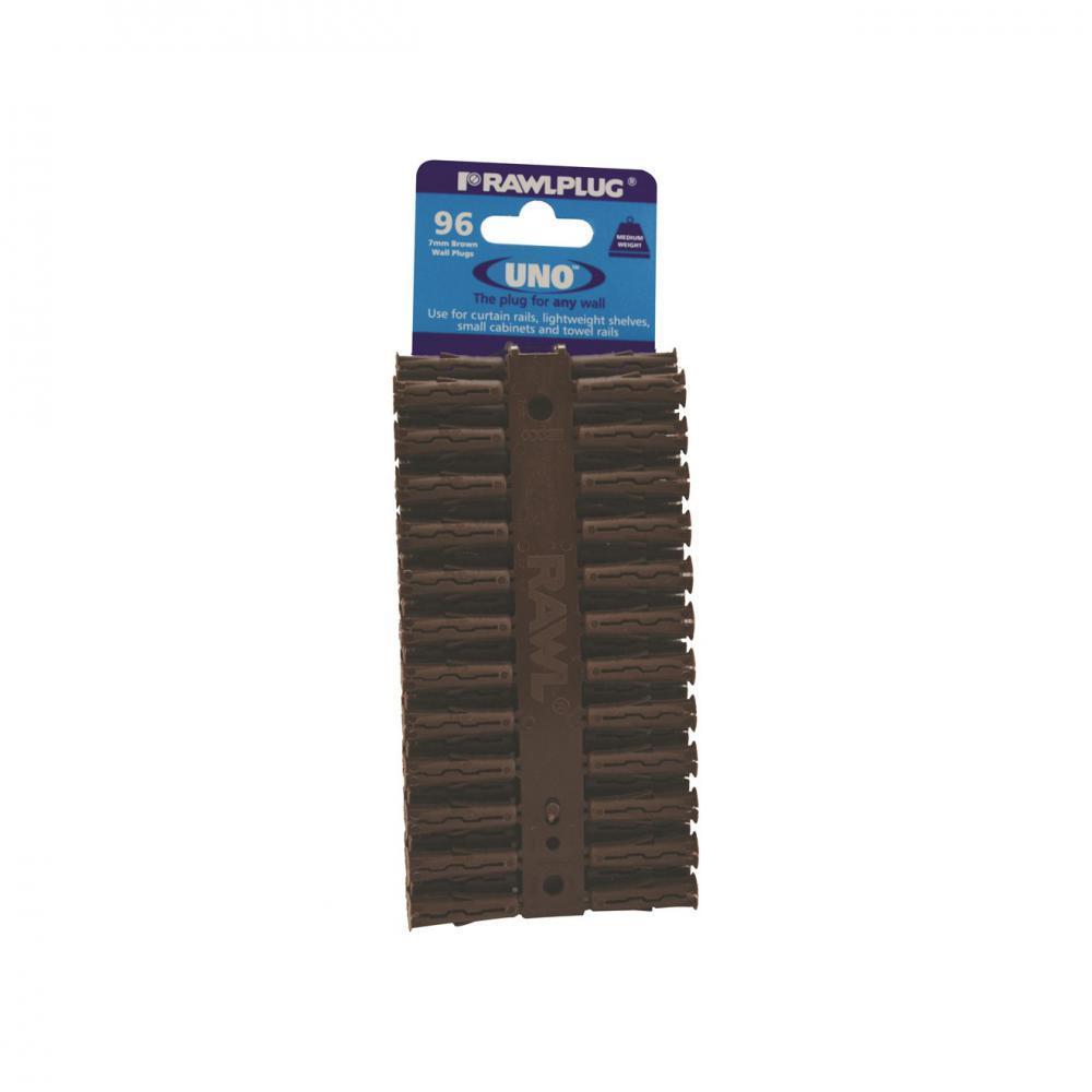 Rawlplug Uno Brown Plug - 96 Pack 7x30mm - RAWLPLUGS - Beattys of Loughrea