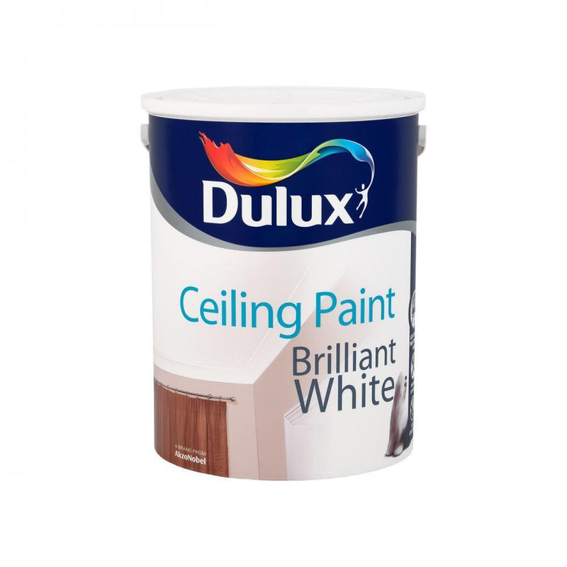 Dulux Ceiling Paint Matt Brilliant White - 5 Litre - WHITES - Beattys of Loughrea
