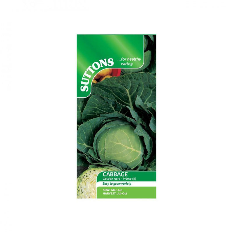 Suttons Cabbage Golden Acre Primo 2 154134 - SEED VEG & FLOWER - Beattys of Loughrea