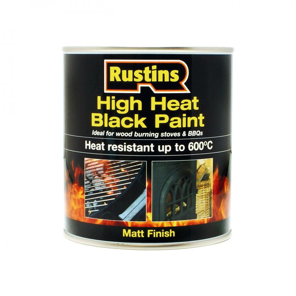 Rustins High Heat Black Paint - 500ml - SPECIALITY PAINT/ACCESSORIES - Beattys of Loughrea
