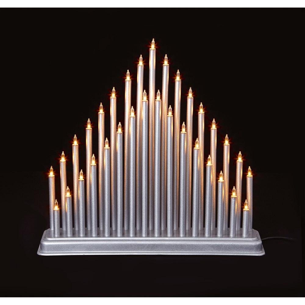 Modern 33 Light Candle Bridge Tower - Silver - XMAS CANDLE ARCHES LOGS - Beattys of Loughrea
